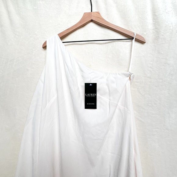 Lauren Ralph Lauren Deannie One Shoulder Draped Evening Dress - Picture 7 of 11